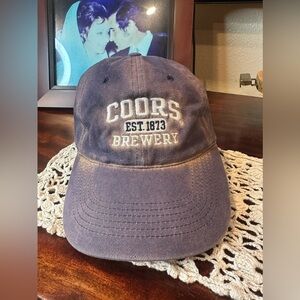 Vintage Coors Brewery Est. 1873 Strap back discolored blue Hat Cap